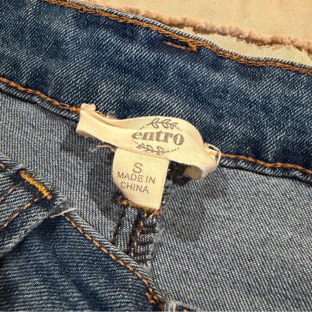 Entro High Rise Button Fly Flare Bell Bottom Denim Jeans Small P14710 Boho Retro - Picture 3 of 9